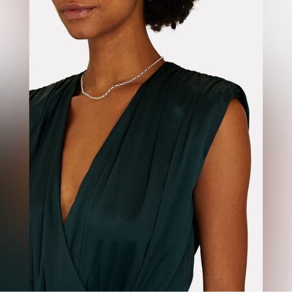 Veronica Beard Casela Silk Rouched Sleeveless Dress in Green Size 6 - Picture 7 of 12